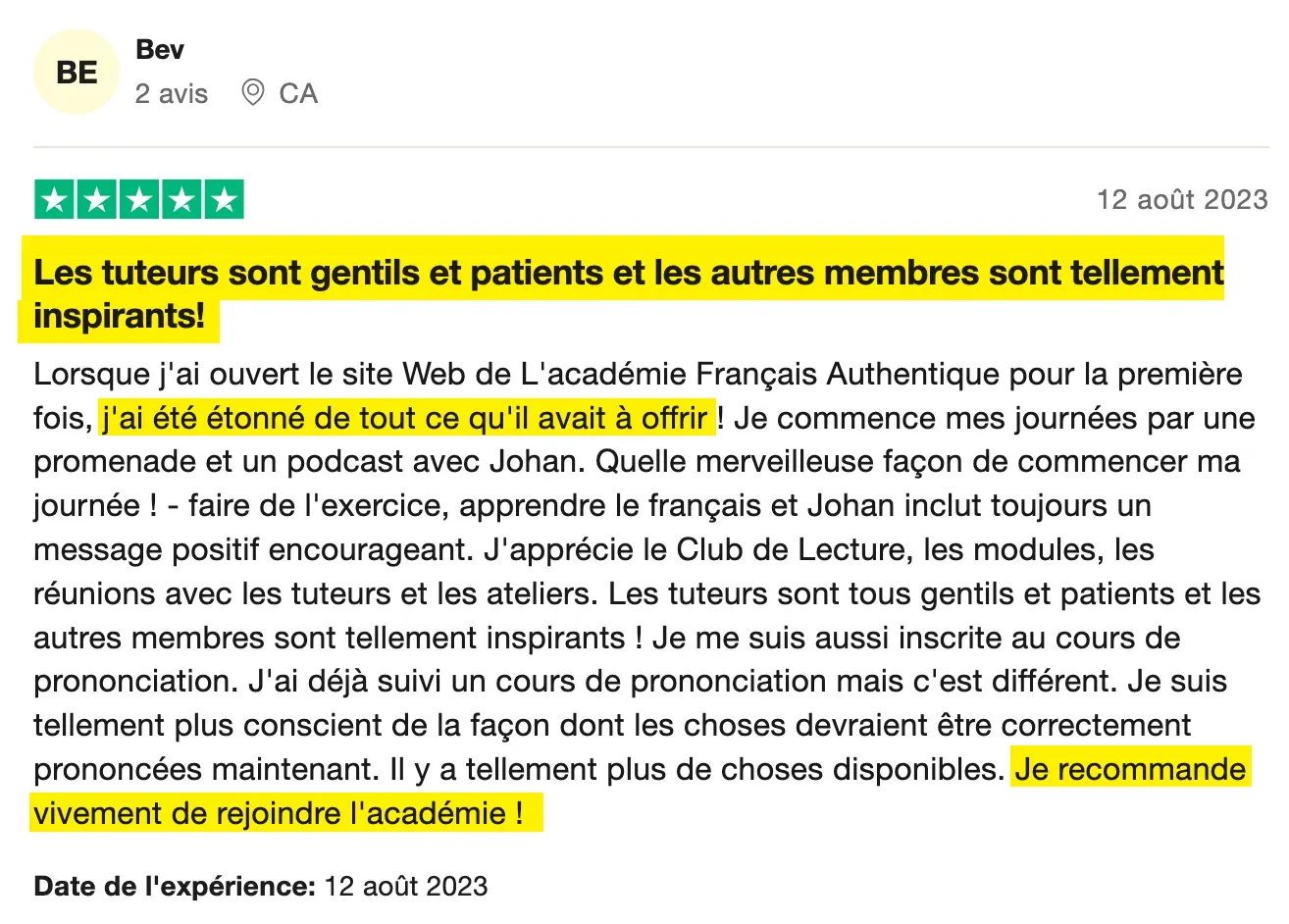 Témoignage d'un membre de l'Académie Français Authentique