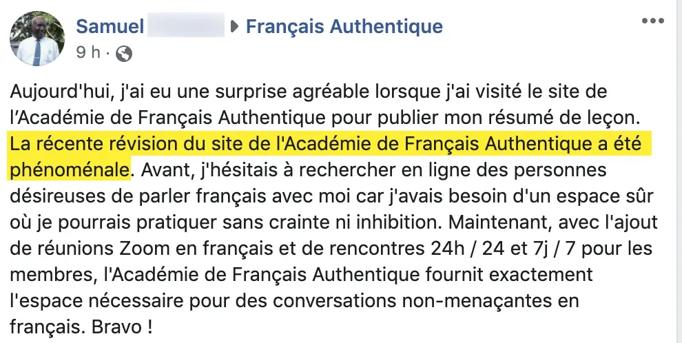 Témoignage d'un membre de l'Académie Français Authentique