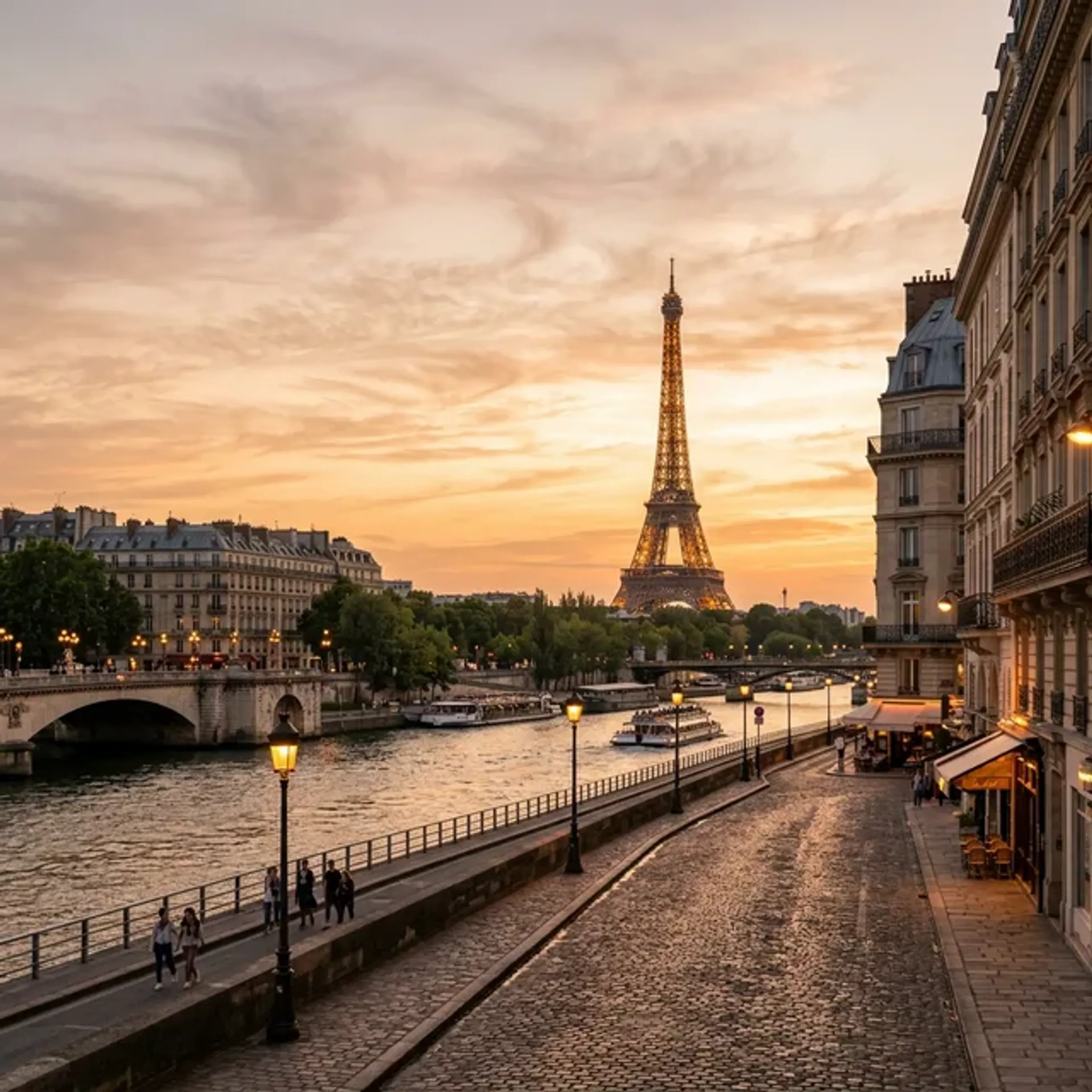 Paris landscape at sunset